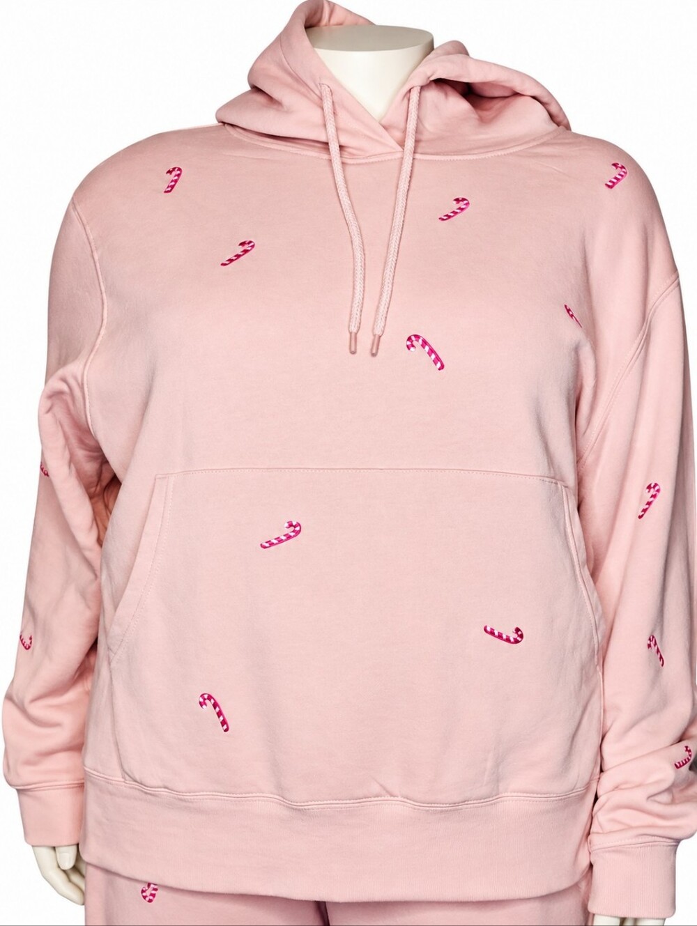 Ampersand Avenue Candy Cane Hoodie 3XL Pink NWOT Christmas Holiday Cozy